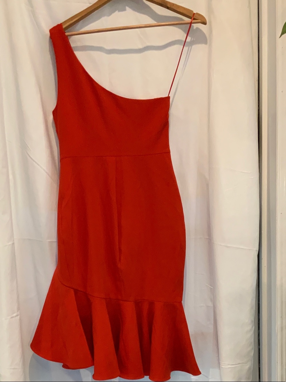 Likely Red One-Shoulder Ruffle-Hem Dress - Picture 4 of 5